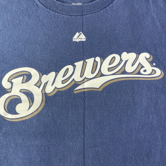 Milwaukee Brewers John Axford Shirt Mens Small Blue White Gold Ax Man Closer MLB - Picture 3 of 7